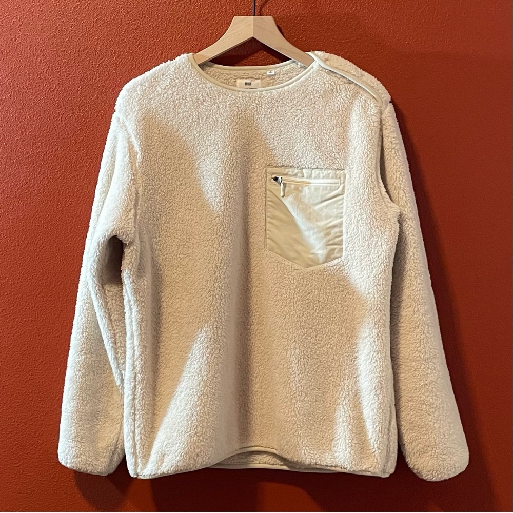 Engineered Garments x Uniqlo Men’s Cream Hi‎ Pile Fleece Pullover Sweater